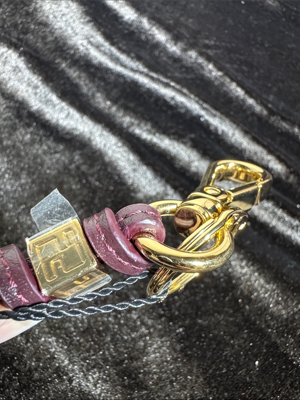 Fendi Plum Leather Keychain Charm with Gold Hardware - Picture 2 of 7